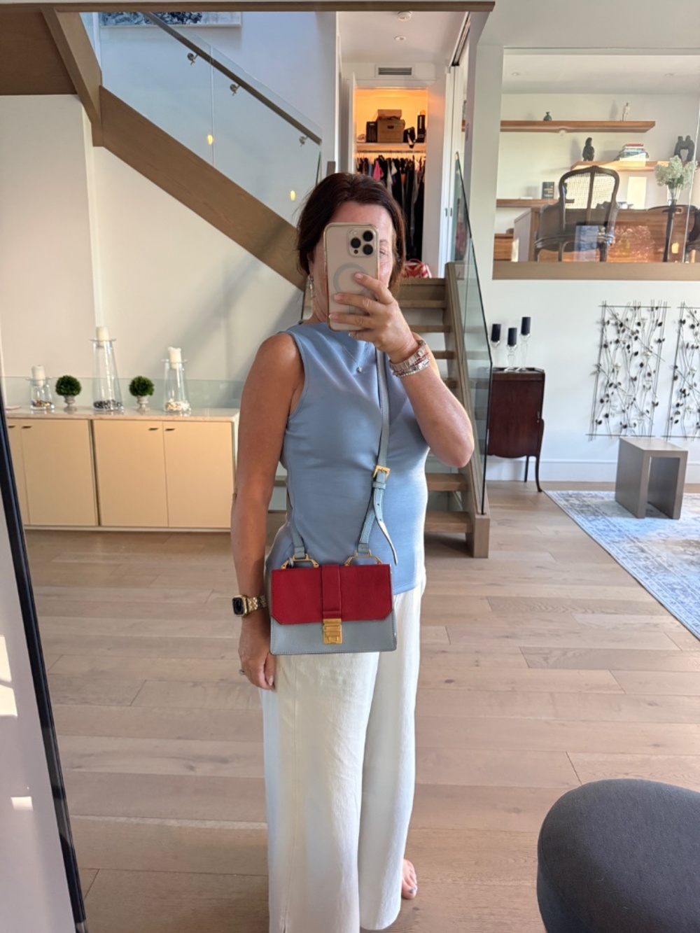 Miu Miu Two Colour Madras Leather Flap Shoulder Bag Pre-Owned - Picture 2 of 13
